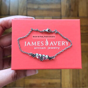 James Avery Retired Heart flower Bracelet 7”